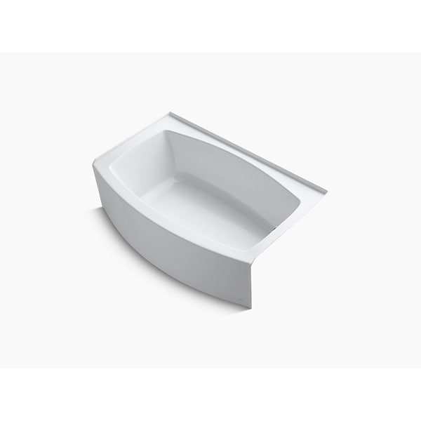 60x32-38 Alcove Bath W/ Curved Integral Apron & Right-Hand Drain, 60" L, White